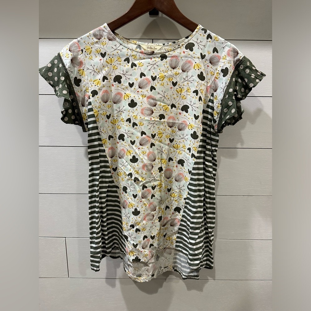 Matilda Jane Women’s Floral and Striped Women's Top- size XS